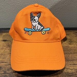 Skateboard Dog Hat Adjustable Hat Orange Adjustable Hat Youth Fit Orange Hat